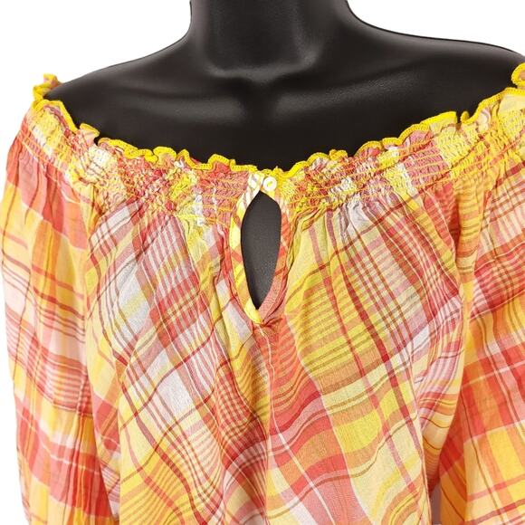 NWOT Lane Bryant Plaid Long Sleeve Keyhole Blouse - Picture 4 of 11